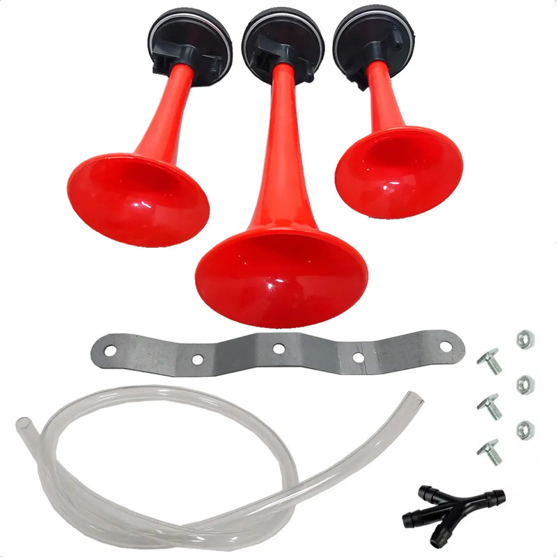 BUZINA AR 3 CORNETAS VERMELHO S/KIT PLASTICA
