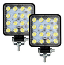 FAROL AUX QUADRADO 16 LEDS BIVOLT 48W FINO 6000K KIT 2 PECAS