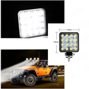 FAROL AUX QUADRADO 16 LEDS BIVOLT 48W FINO 6000K KIT 2 PECAS